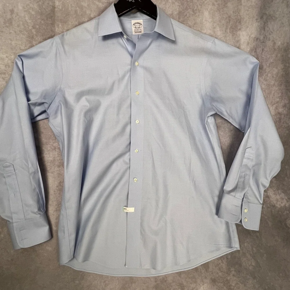 Brooks Brothers Regent Fit Non-Iron Stretch Supima Cotton Shirt Blue 15.5-34 - Picture 2 of 12